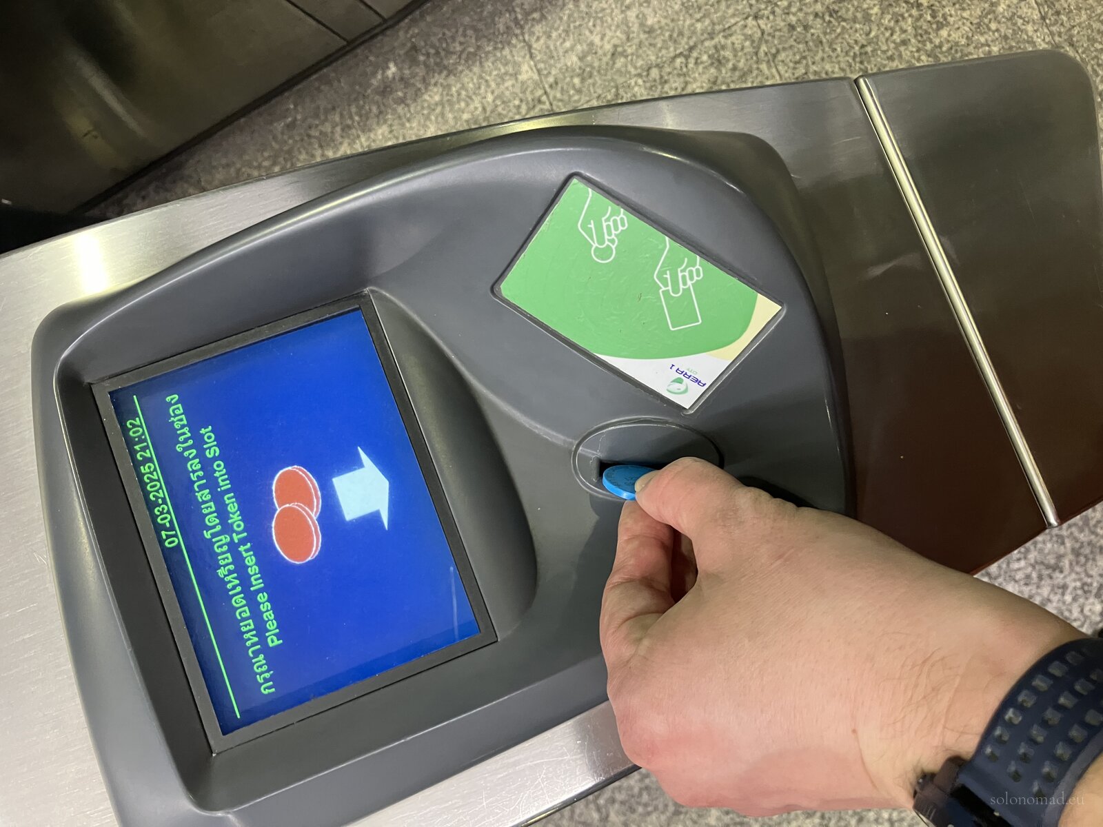 Airport Rail link turnstile on Samurabhi airport Bangkok