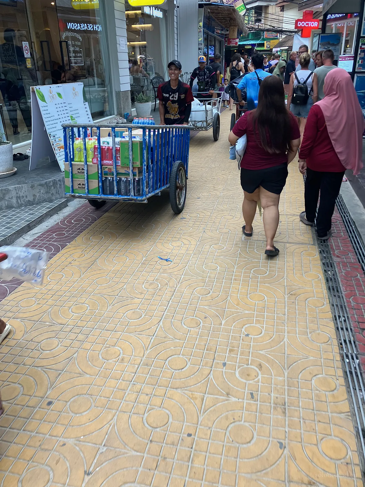 Moving goods through the island's alleys