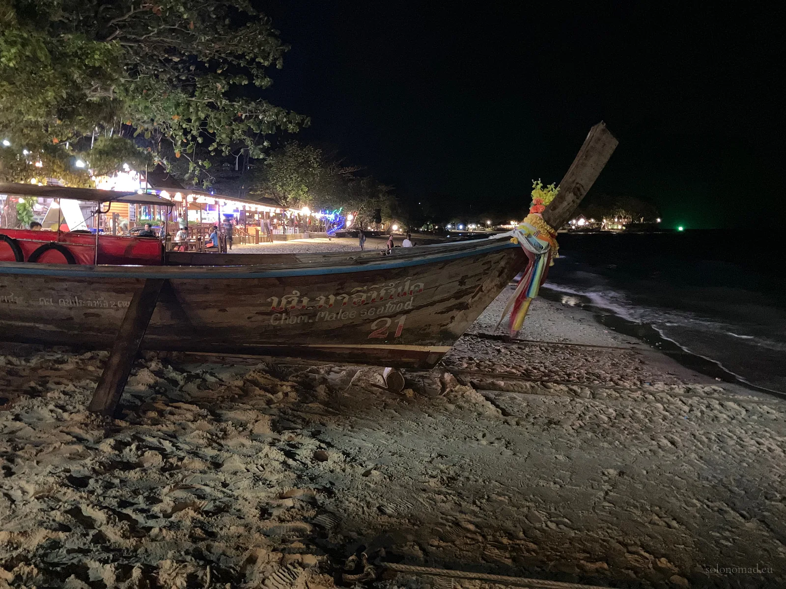 The beach at night in the north of the island